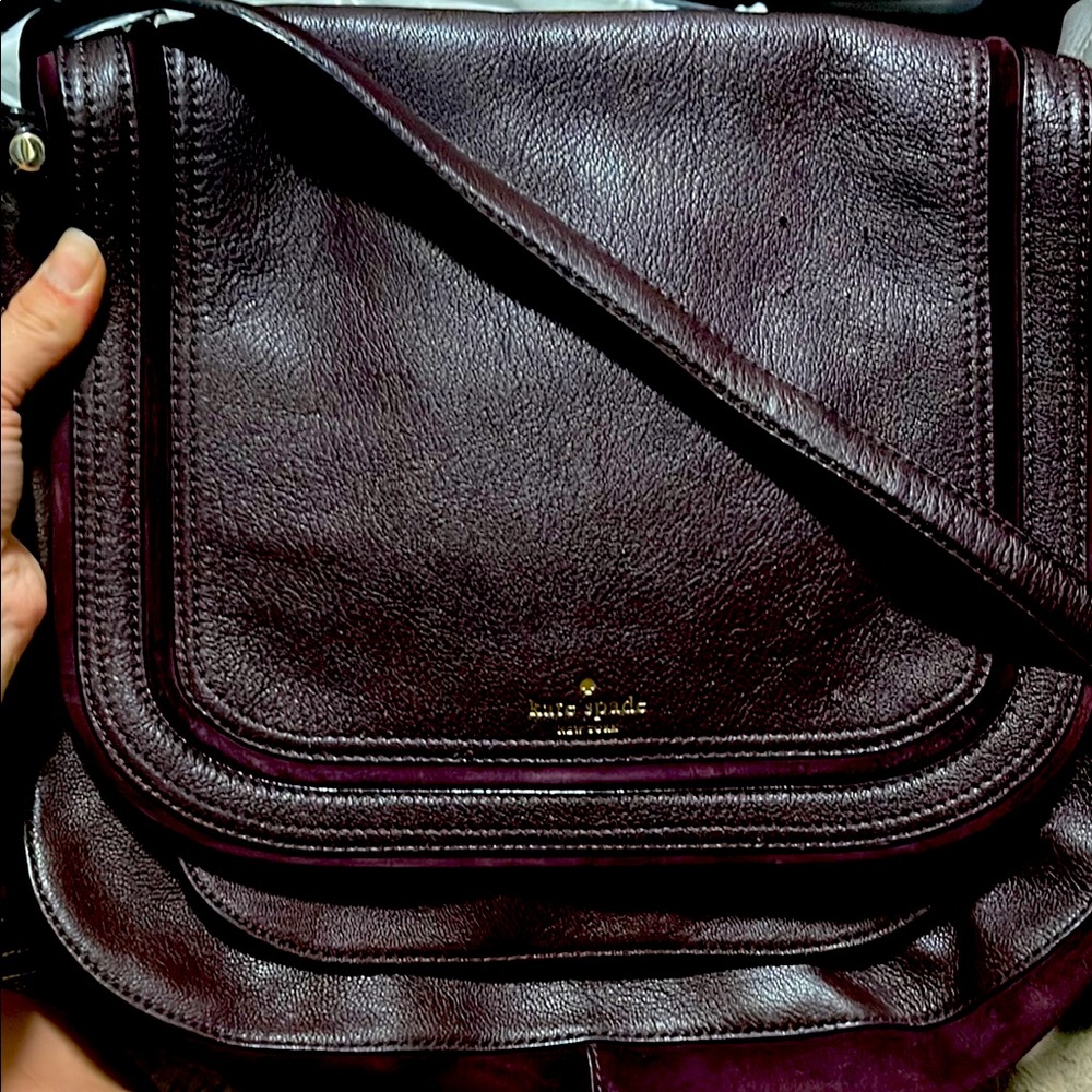 Kate Spade maroon Leather and suede shoulder Bag